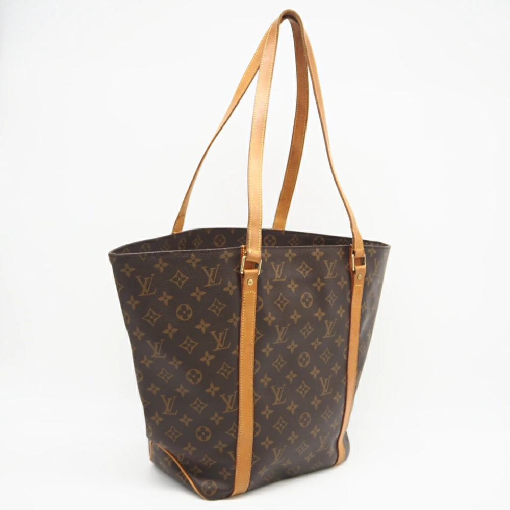 Louis Vuitton Monogram Sac Shopping Handbag Brown Canvas Leather